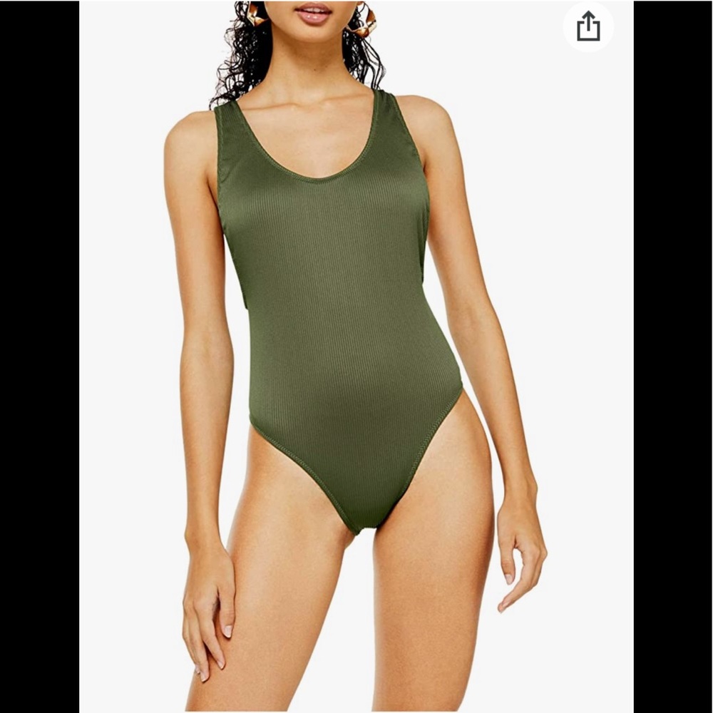 ✨ SALE NWT Topshop Ribbed Scoop Neck One Piece Swimsuit